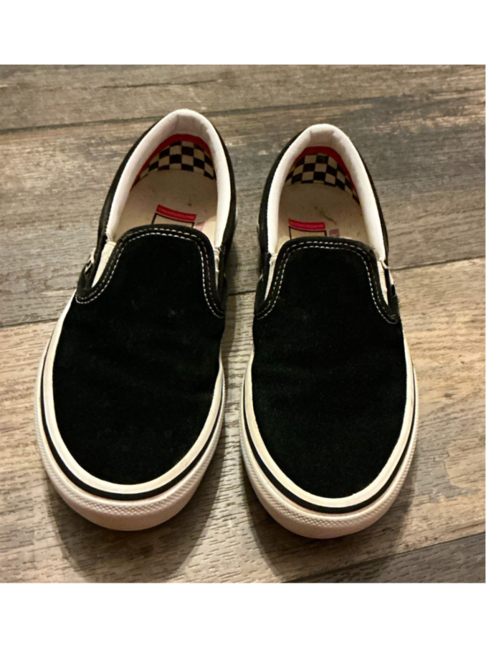 VANS Classic Slip-On Men’s US 4 Black/White Canvas Slip-On Shoes Logo
